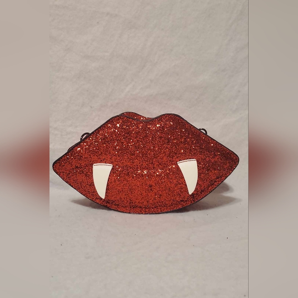 red gliter vampire Fang lips purse crossbody